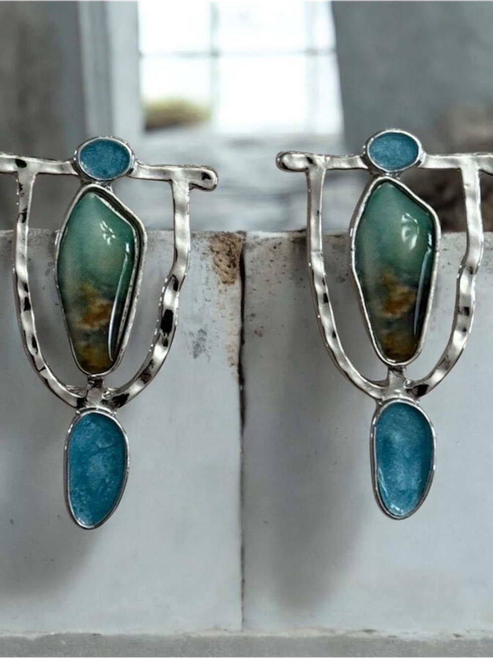 Silver Tone Hammered Earrings NWOT